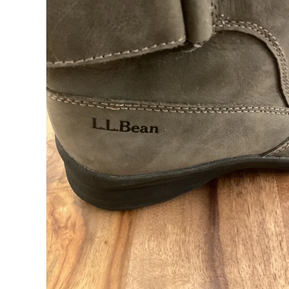 LL Bean TEK2.5 Waterproof Ankle Boots Womens 8 Medium Olive Green Faux Fur